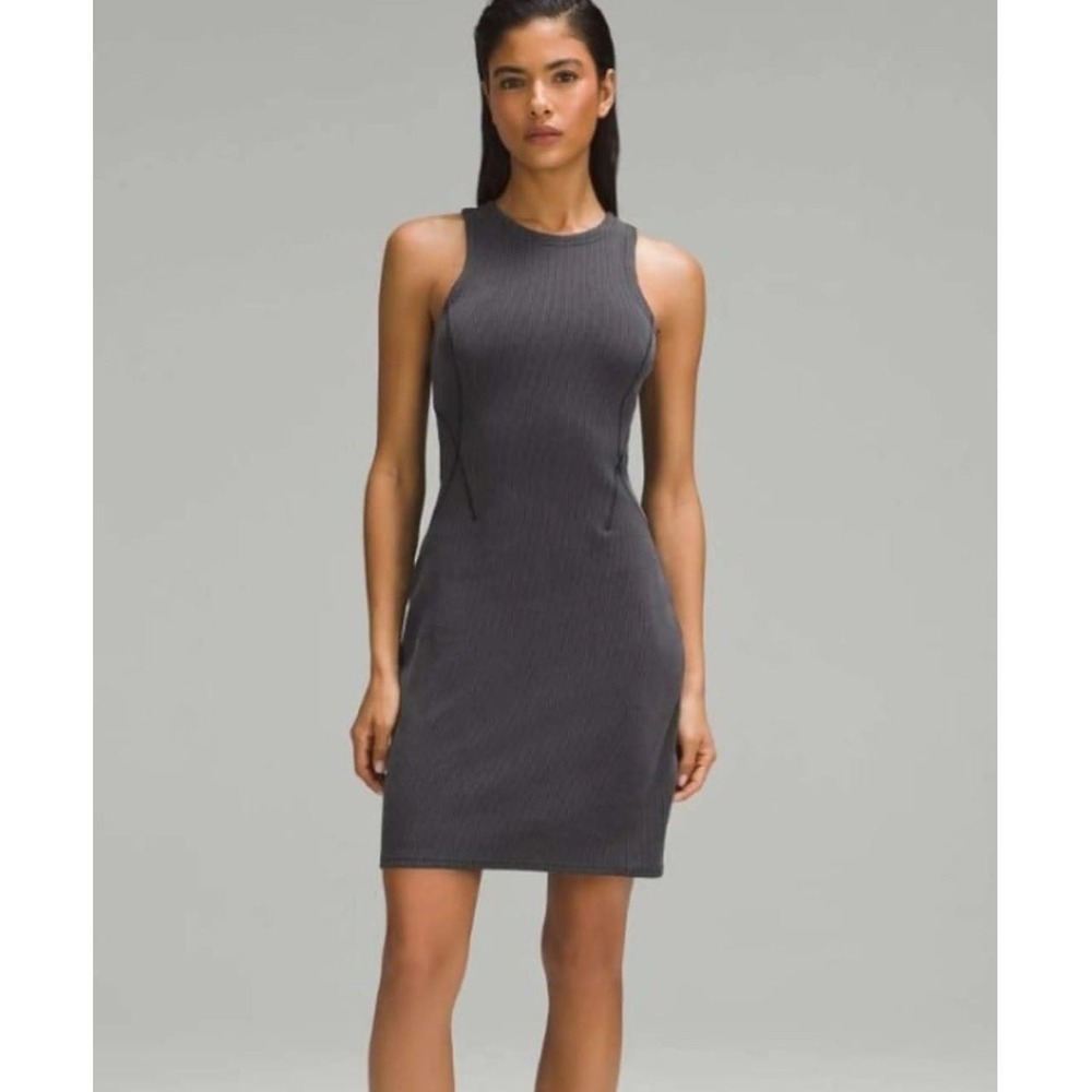 Lululemon Align Ribbed Racerback Tank Dress Medium Grey Size 6 - Picture 2 of 6